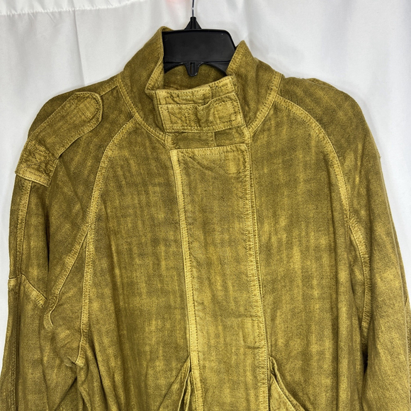 Free People Jade Safari Bomber Jacket Embroidered Gold Brown Linen S Grunge - Picture 3 of 14
